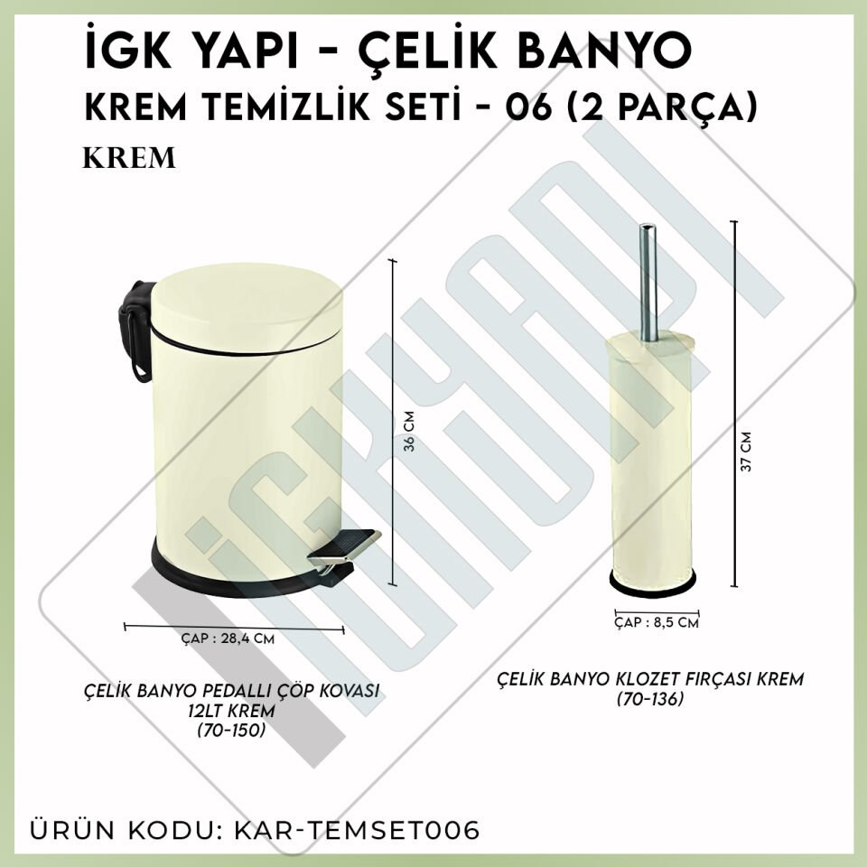 İGK YAPI - Çelik Banyo Krem Temizlik Seti - 06 (2 Parça)