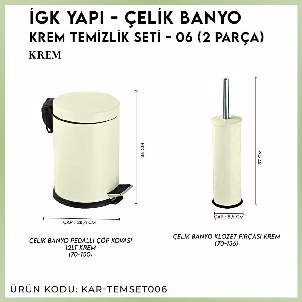 İGK YAPI - Çelik Banyo Krem Temizlik Seti - 06 (2 Parça)