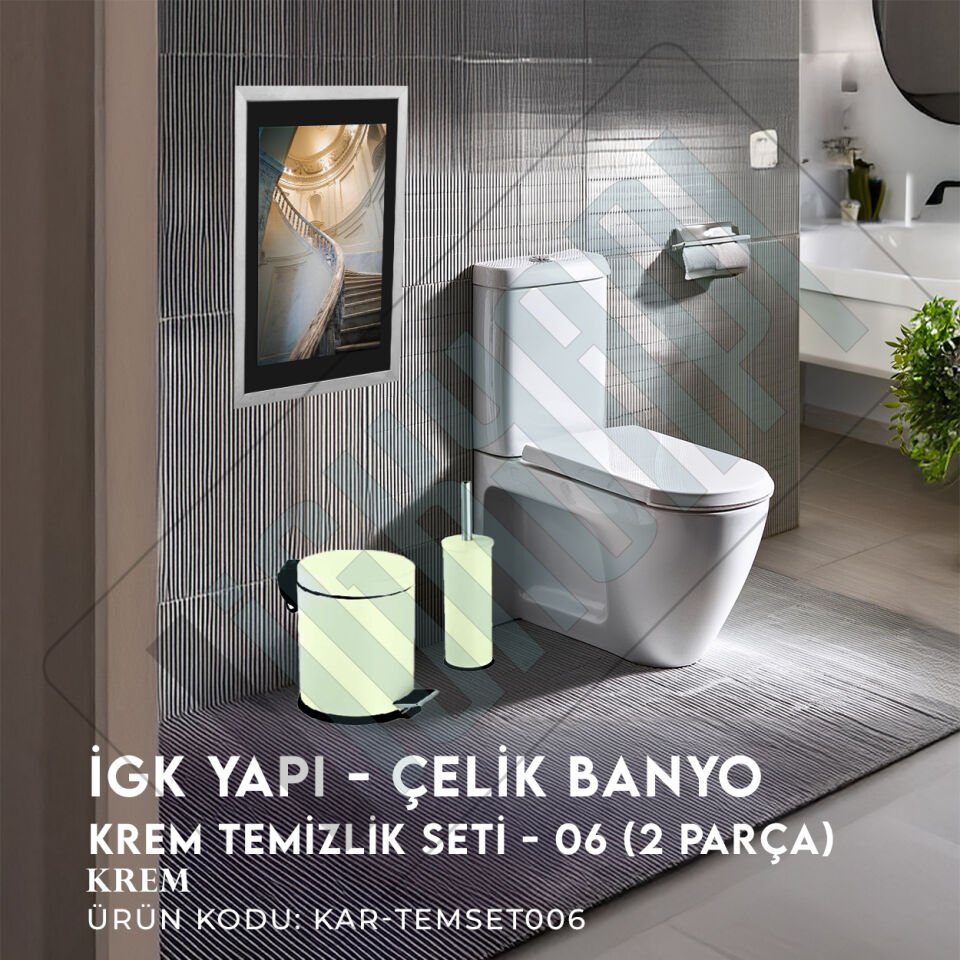 İGK YAPI - Çelik Banyo Krem Temizlik Seti - 06 (2 Parça)