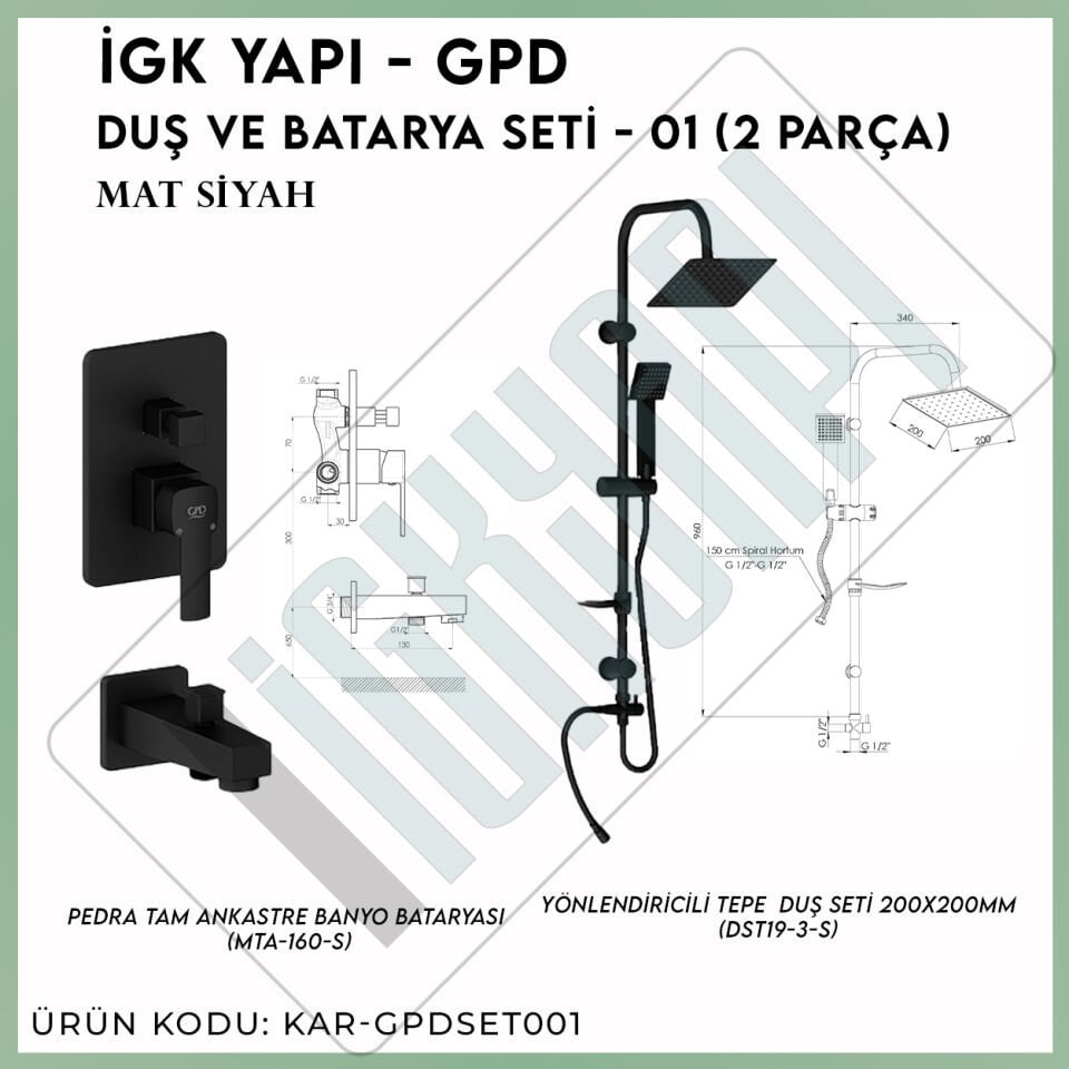İGK YAPI - GPD Duş ve Batarya Seti - 01 (2 Parça)