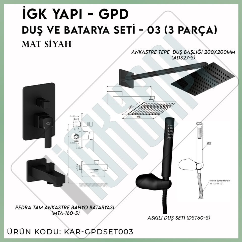 İGK YAPI - GPD Duş ve Batarya Seti - 03 (3 Parça)