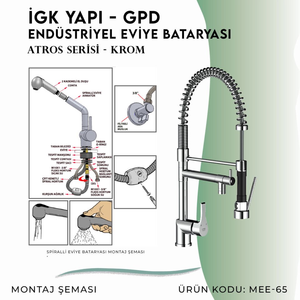 İGK YAPI - GPD Atros Endüstriyel Eviye Bataryası  (MEE65)