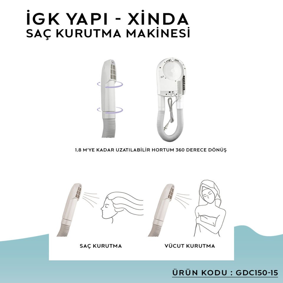 İGK YAPI – XINDA Hortumlu Saç Kurutma Makinesi (GDC150-15)
