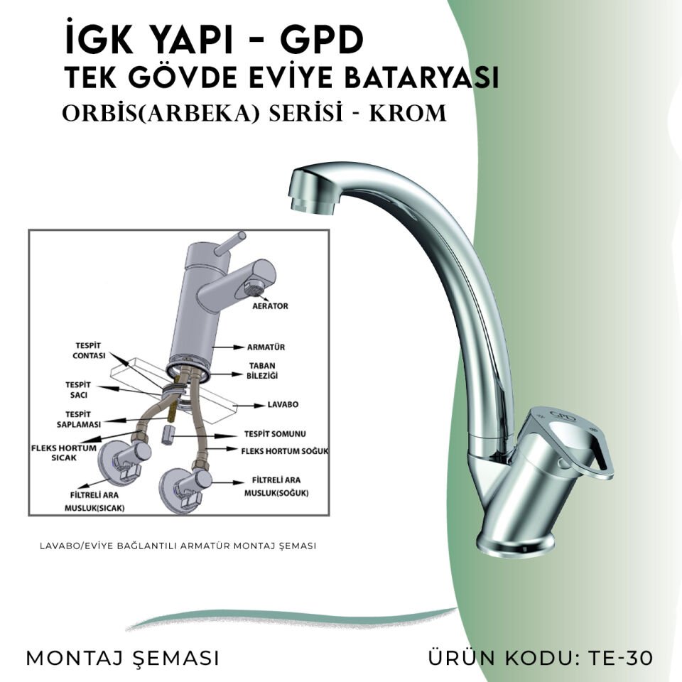 İGK YAPI - GPD Orbis Tek Gövde Eviye Bataryası  (TE30)