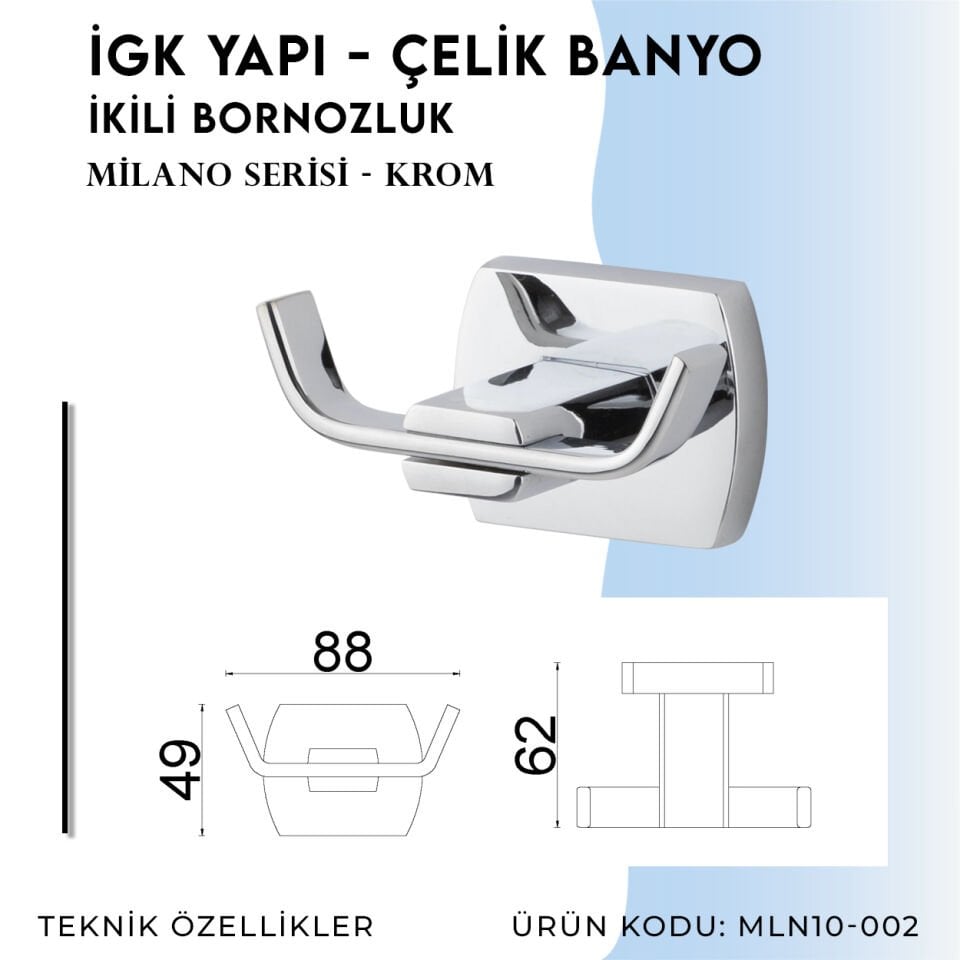 İGK YAPI - Çelik Banyo Milano Bornozluk Çiftli (MLN10-002)