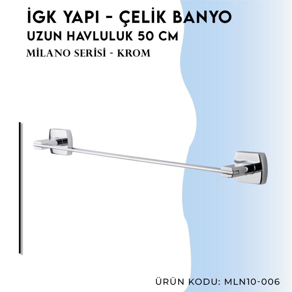 İGK YAPI - Çelik Banyo Milano Uzun Havluluk 50cm (MLN10-006)