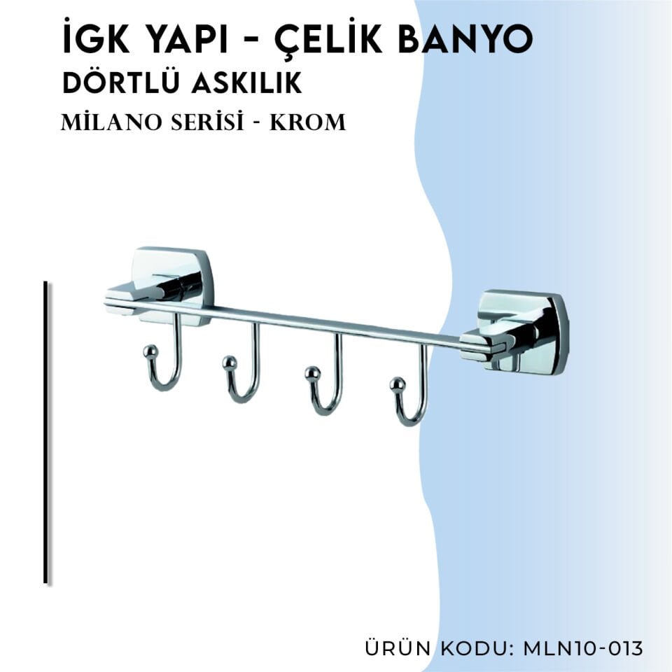 İGK YAPI - Çelik Banyo Milano Dörtlü Askılık (MLN10-013)