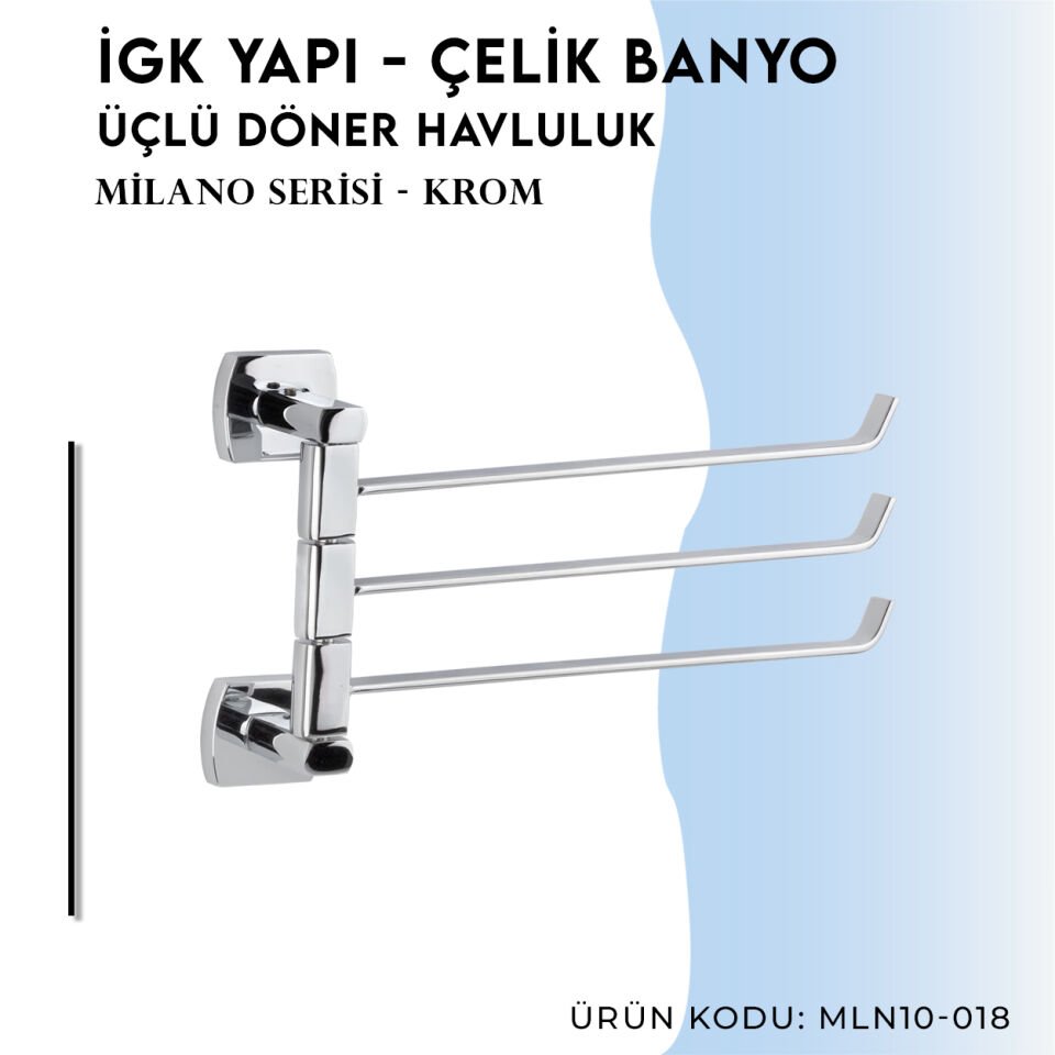 İGK YAPI - Çelik Banyo Milano Üçlü Döner Havluluk (MLN10-018)