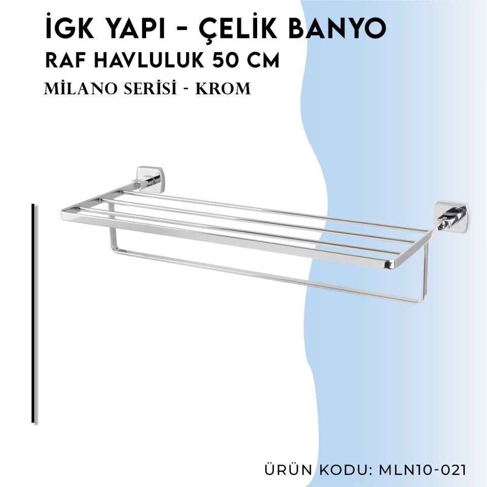İGK YAPI - Çelik Banyo Milano Raf Havluluk 50cm (MLN10-021)