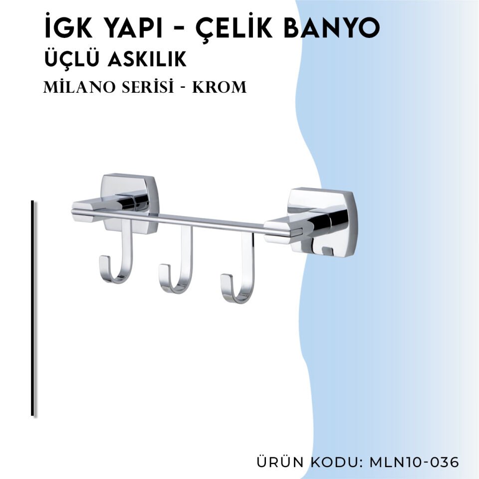 İGK YAPI - Çelik Banyo Milano Üçlü Askılık (MLN10-036)
