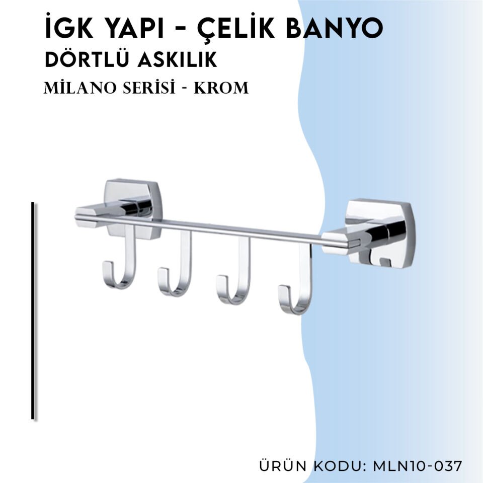 İGK YAPI - Çelik Banyo Milano Dörtlü Askılık (MLN10-037)