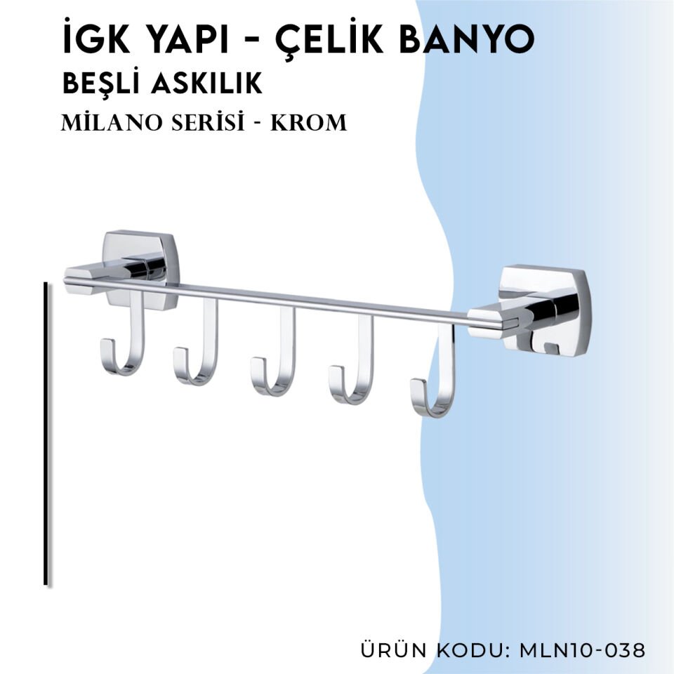 İGK YAPI - Çelik Banyo Milano Beşli Askılık (MLN10-038)