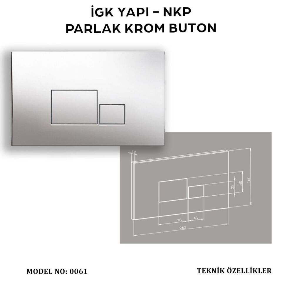 İGK YAPI - NKP 0061 Parlak Krom Buton