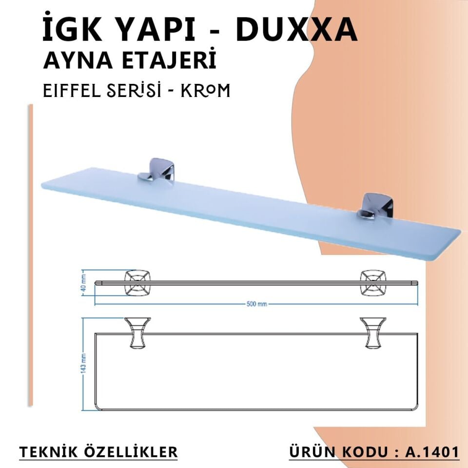 İGK YAPI - Duxxa Eiffel Ayna Etajeri Krom (A.1401)