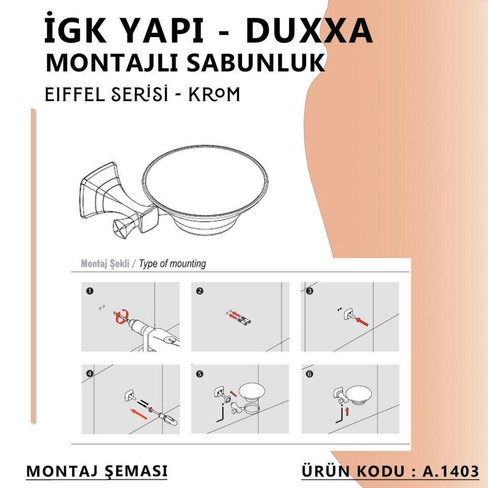 İGK YAPI - Duxxa Eiffel Montajlı Sabunluk Krom (A.1403)