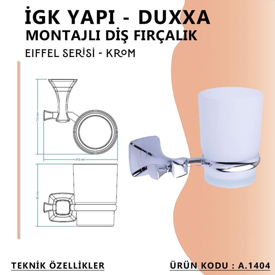 İGK YAPI - Duxxa Eiffel Montajlı Diş Fırçalık Krom (A.1404)