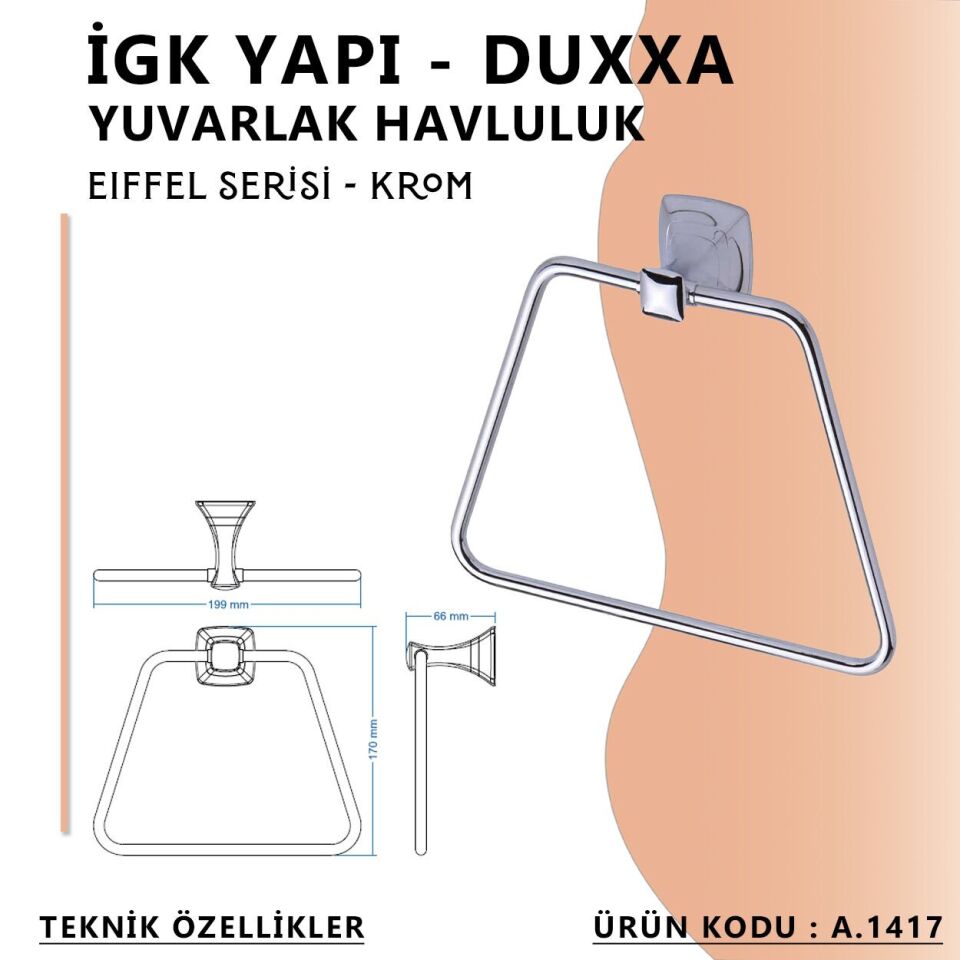 İGK YAPI - Duxxa Eiffel Yuvarlak Havluluk Krom (A.1417)