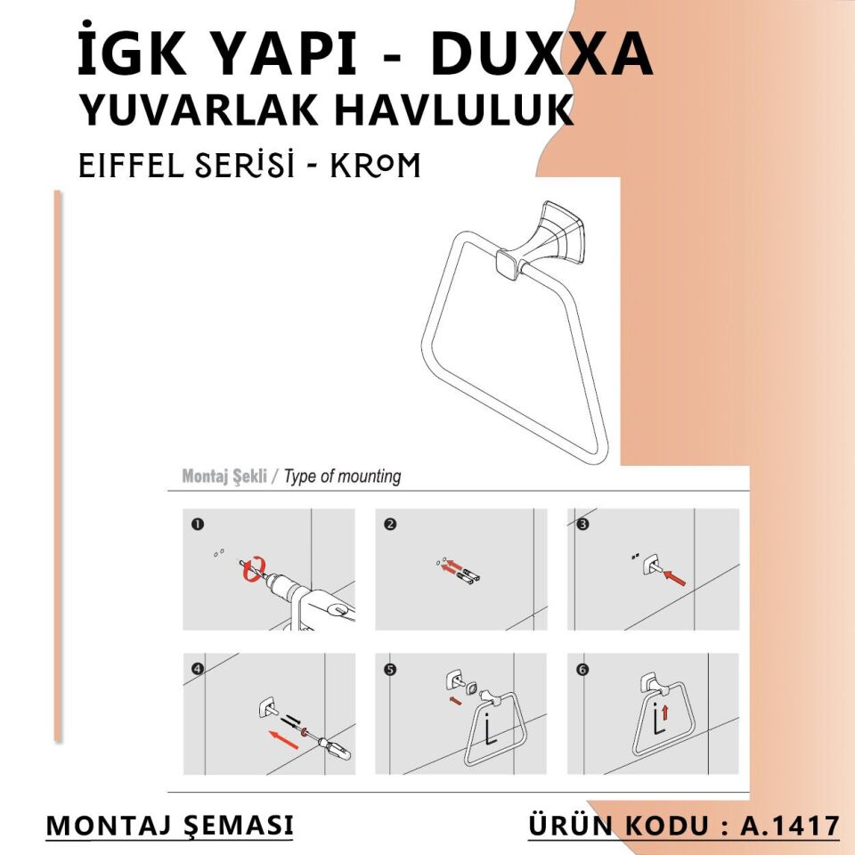 İGK YAPI - Duxxa Eiffel Yuvarlak Havluluk Krom (A.1417)