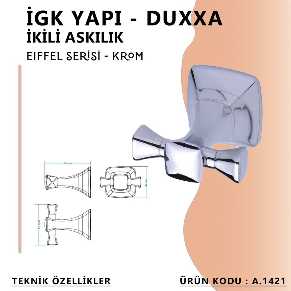 İGK YAPI - Duxxa Eiffel İkili Askılık Krom (A.1421)