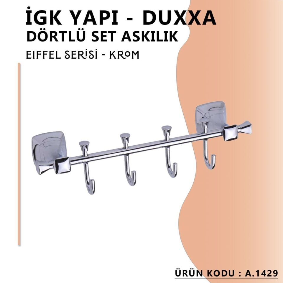 İGK YAPI - Duxxa Eiffel Beşli Set Askılık Krom (A.1429)