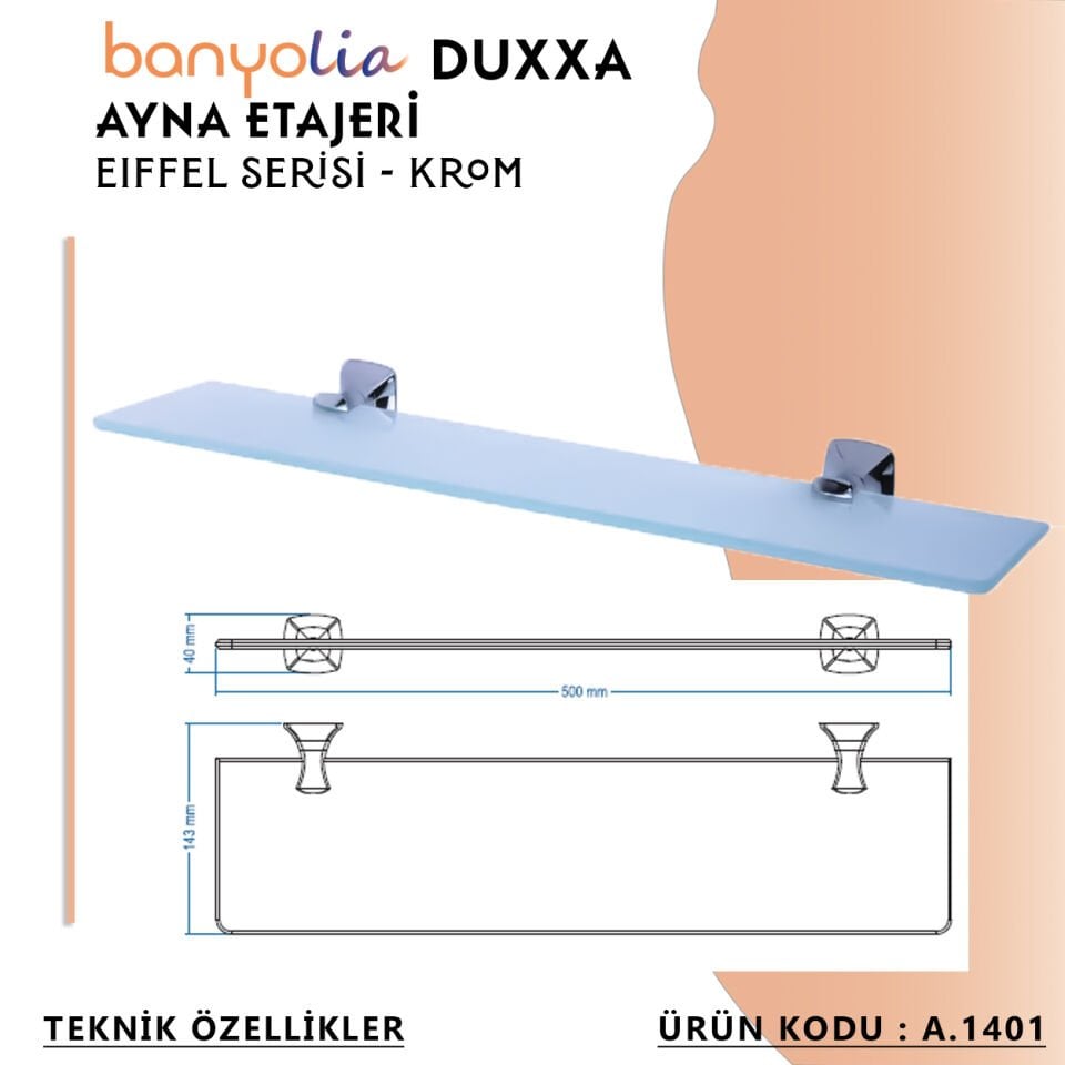 BANYOLİA - Duxxa Eiffel Ayna Etajeri Krom (A.1401)