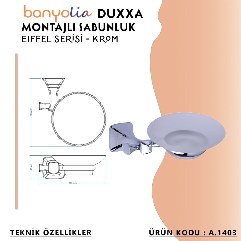 BANYOLİA - Duxxa Eiffel Montajlı Sabunluk Krom (A.1403)