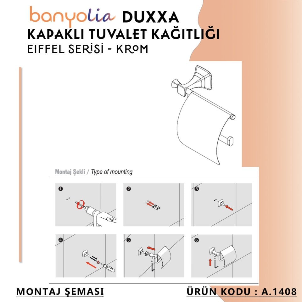 BANYOLİA - Duxxa Eiffel Kapaklı Tuvalet Kağıtlığı Krom (A.1408)