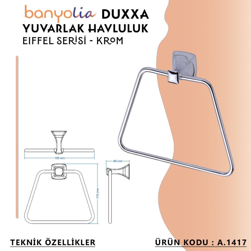 BANYOLİA - Duxxa Eiffel Yuvarlak Havluluk Krom (A.1417)
