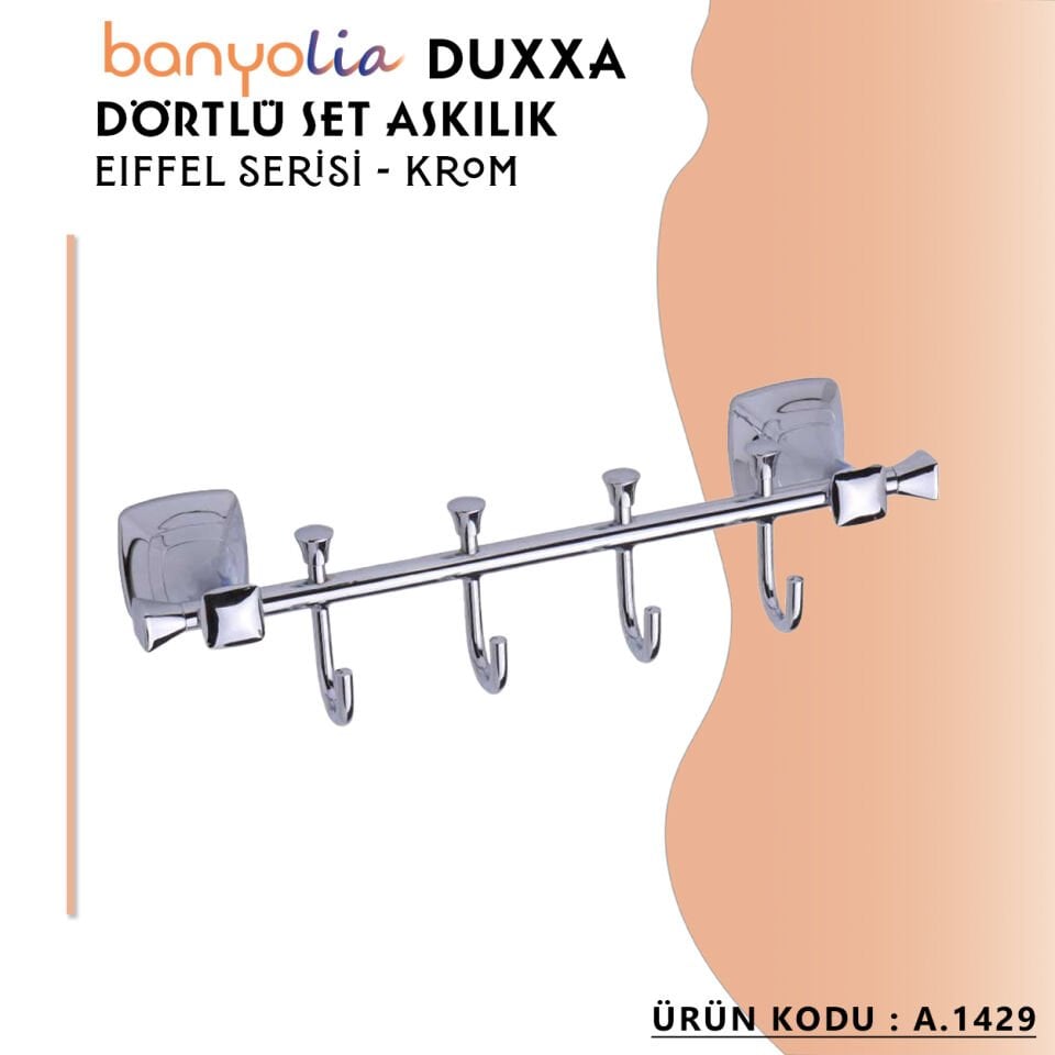 BANYOLİA - Duxxa Eiffel Beşli Set Askılık Krom (A.1429)