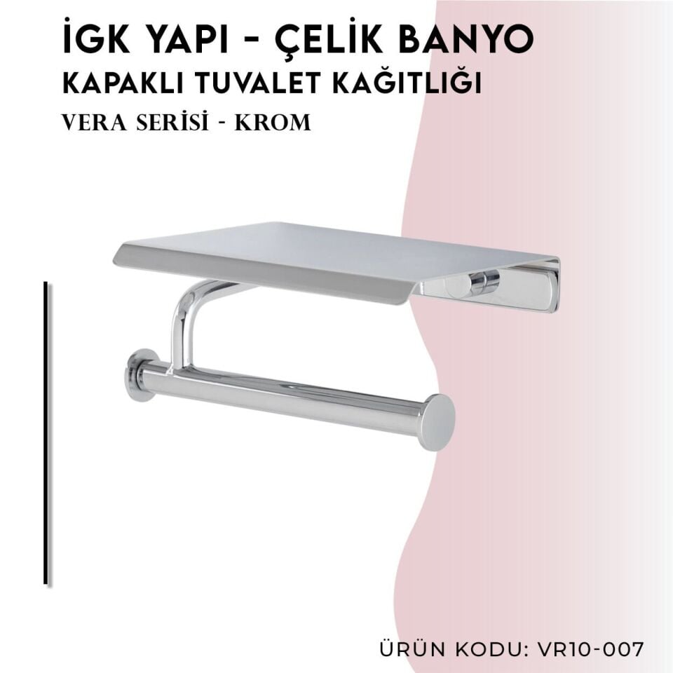 İGK YAPI - Çelik Banyo Vera Kapaklı Tuvalet Kâğıtlığı (VR10-007)