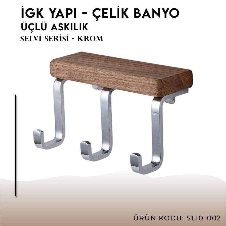 İGK YAPI - Çelik Banyo Selvi Üçlü Askılık (SL10-002)