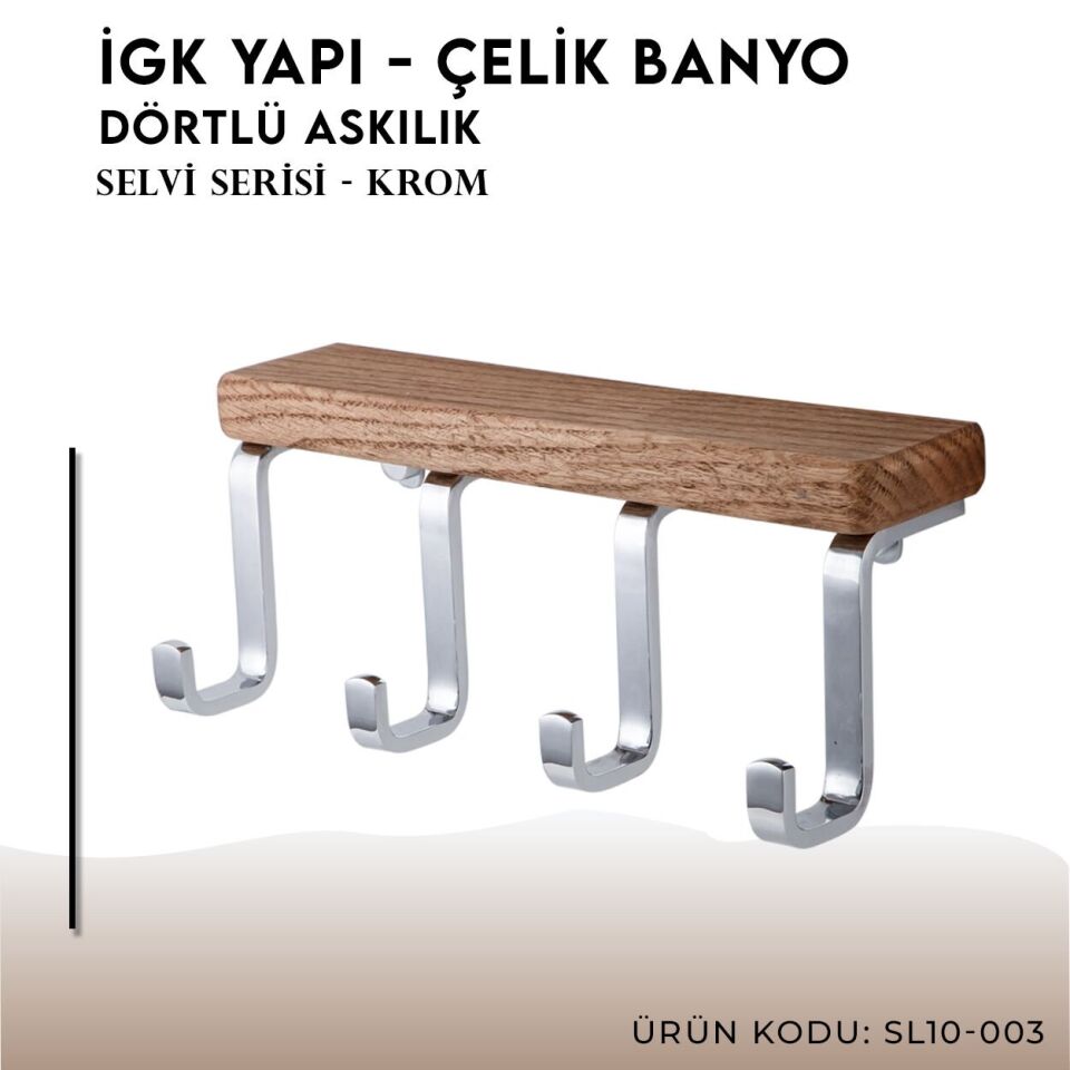 İGK YAPI - Çelik Banyo Selvi Dörtlü Askılık (SL10-003)