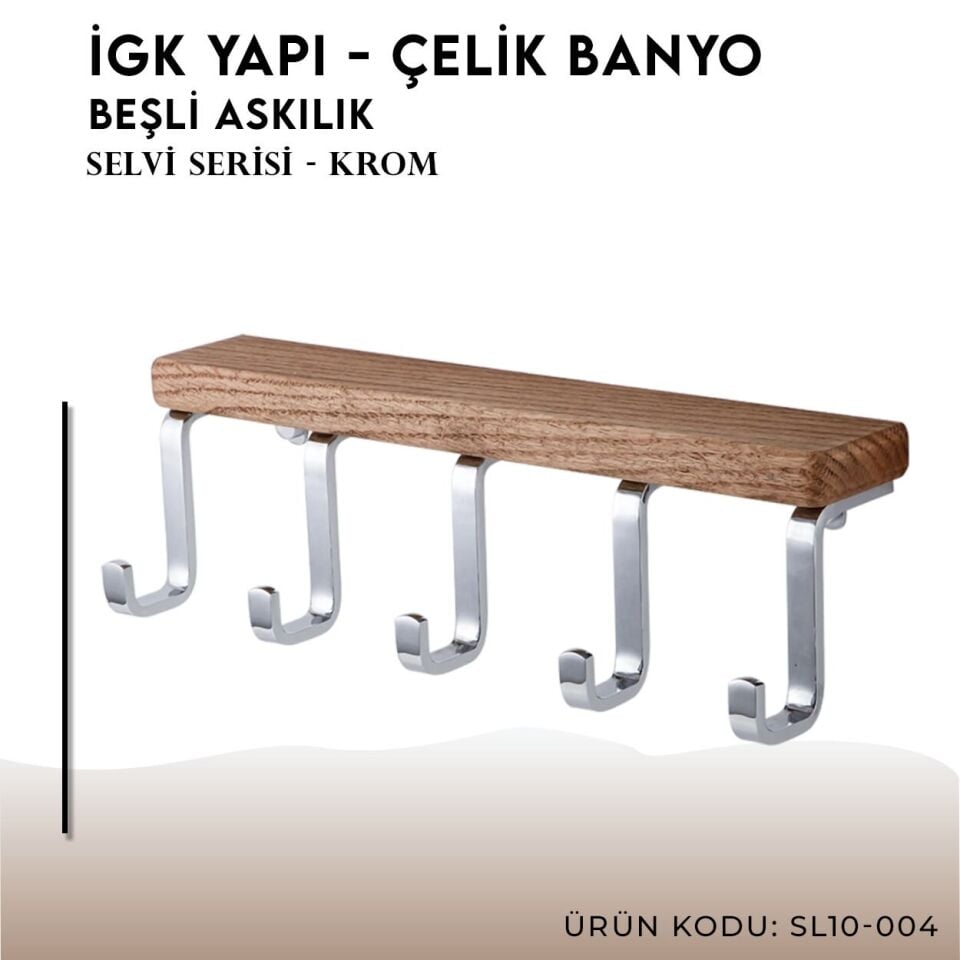 İGK YAPI - Çelik Banyo Selvi Beşli Askılık (SL10-004)