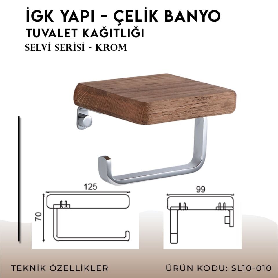 İGK YAPI - Çelik Banyo Selvi Tuvalet Kağıtlığı (SL10-010)