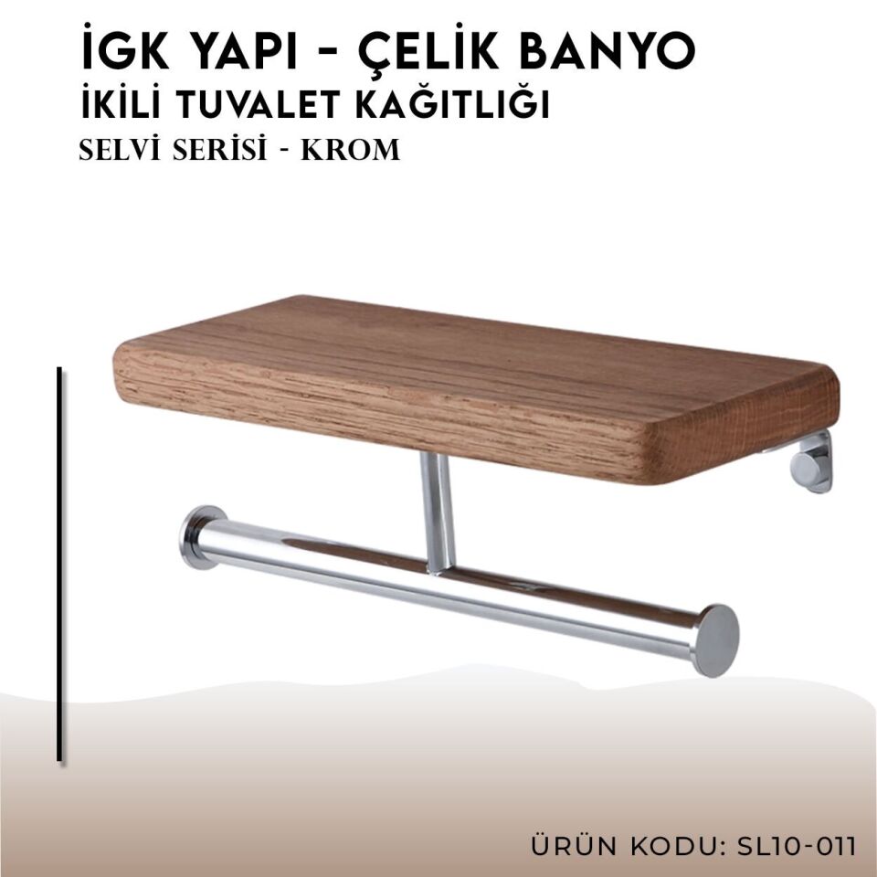 İGK YAPI - Çelik Banyo Selvi İkili Tuvalet Kağıtlığı (SL10-011)