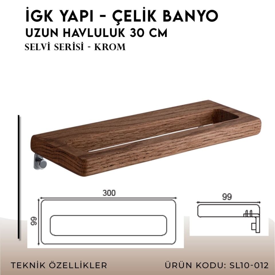 İGK YAPI - Çelik Banyo Selvi Uzun Havluluk 30cm (SL10-012)