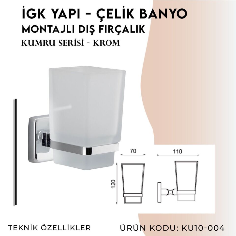 İGK YAPI - Çelik Banyo Kumru Montajlı Diş Fırçalık (KU10-004)