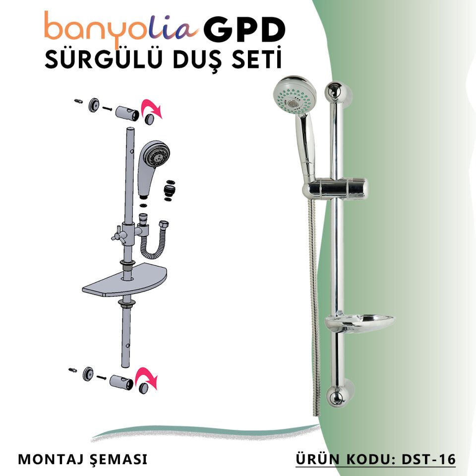 BANYOLİA - GPD Sürgülü Duş Seti (3 Fonksiyonlu Ø75)  (DST16)