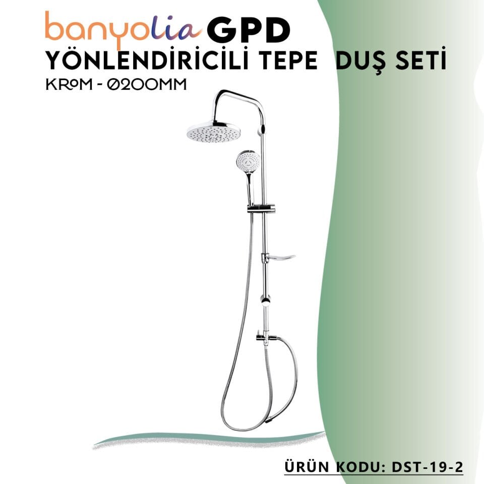 BANYOLİA - GPD Yönlendiricili Duş Seti (3 Fonksiyonlu El Duşu + Ø200)  (DST192)