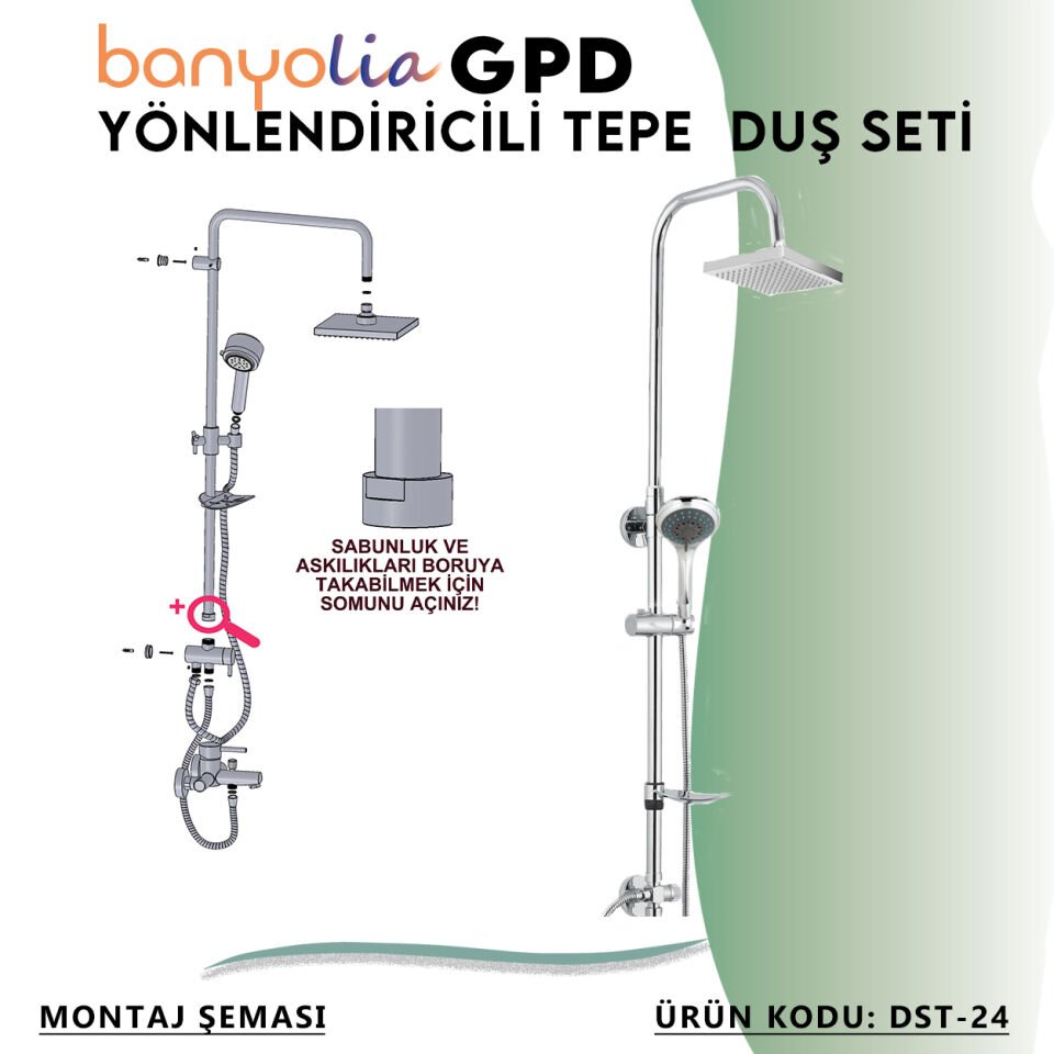 BANYOLİA - GPD Duş Seti (5 Fonksiyonlu El Duşu +250x250)  (DST24)