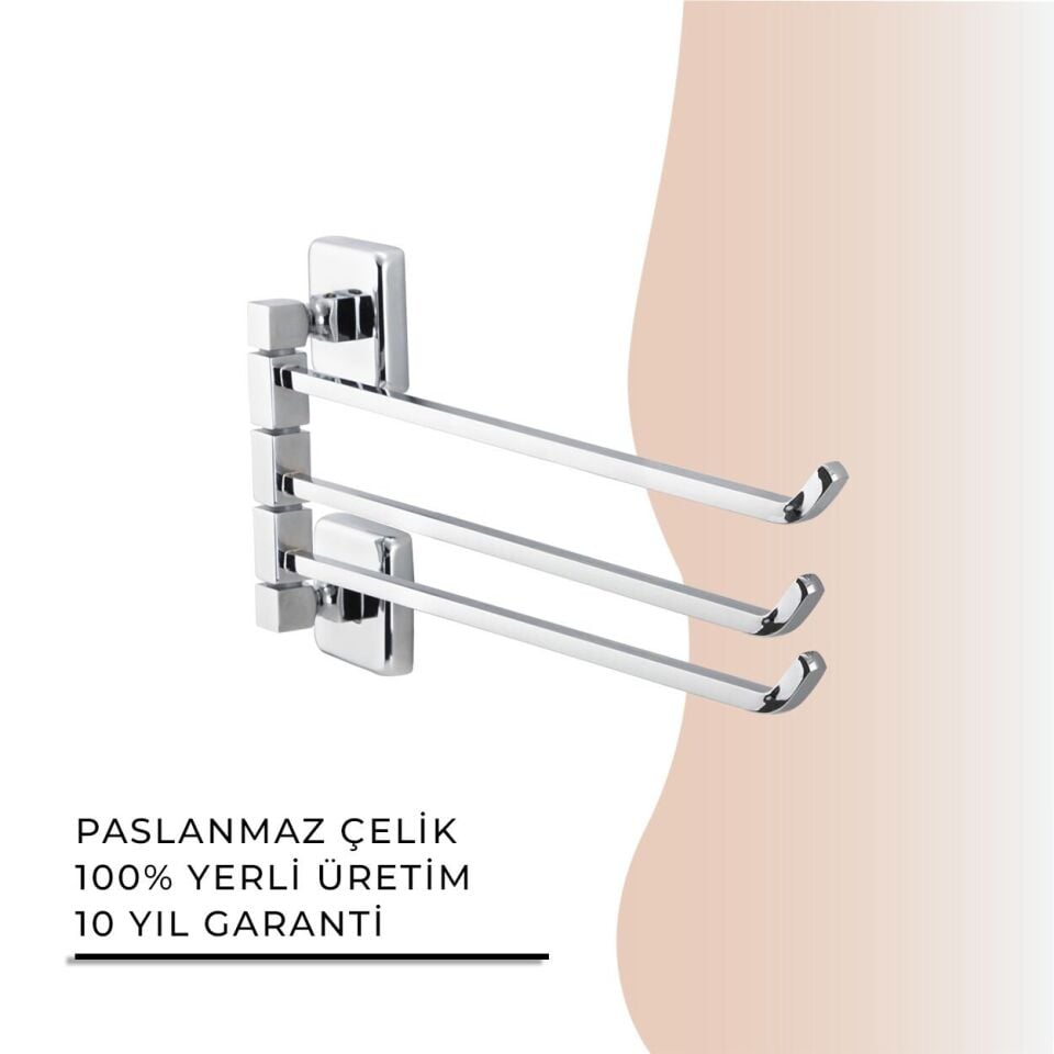 İGK YAPI - Çelik Banyo Kumru Üçlü Döner Havluluk (KU10-015)