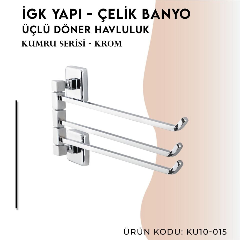 İGK YAPI - Çelik Banyo Kumru Üçlü Döner Havluluk (KU10-015)