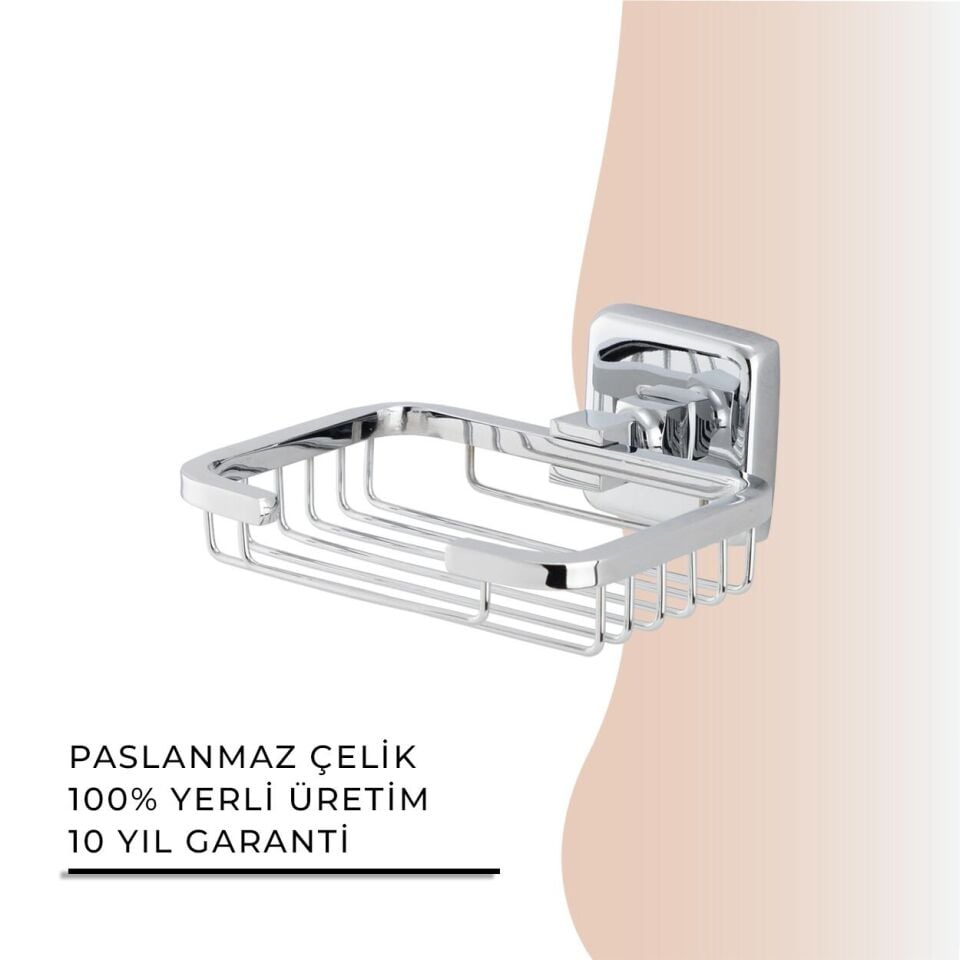 İGK YAPI - Çelik Banyo Kumru Montajlı Tel Sabunluk Kare (KU10-016)