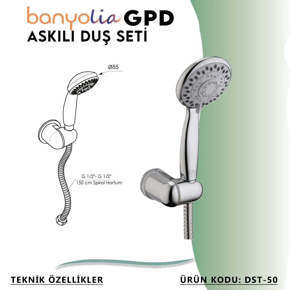 BANYOLİA - GPD Askılı Duş Seti (5 Fonksiyonlu Ø85)  (DST50)