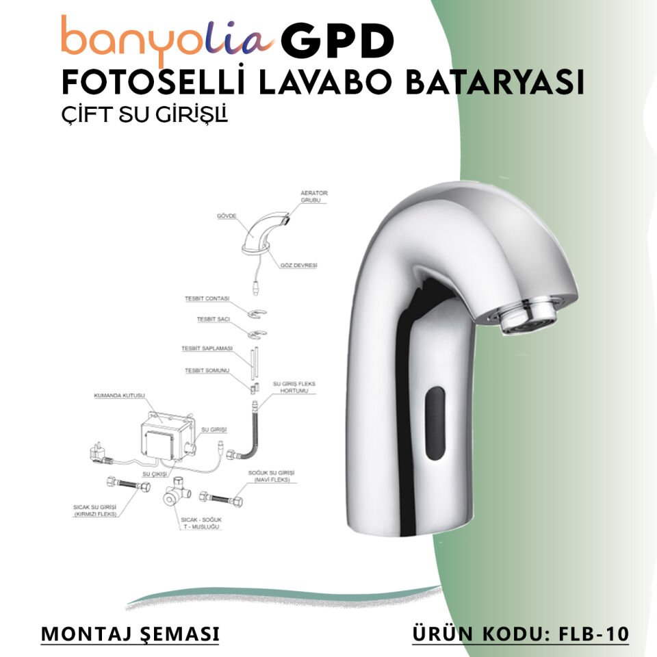 BANYOLİA - GPD Fotoselli Lavabo Bataryası (Çift Su Girişli)  (FLB10)