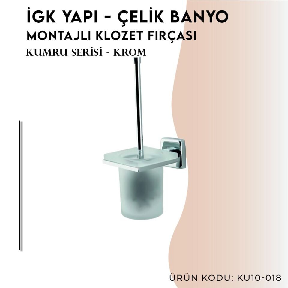 İGK YAPI - Çelik Banyo Kumru Montajlı Klozet Fırçası (KU10-018)