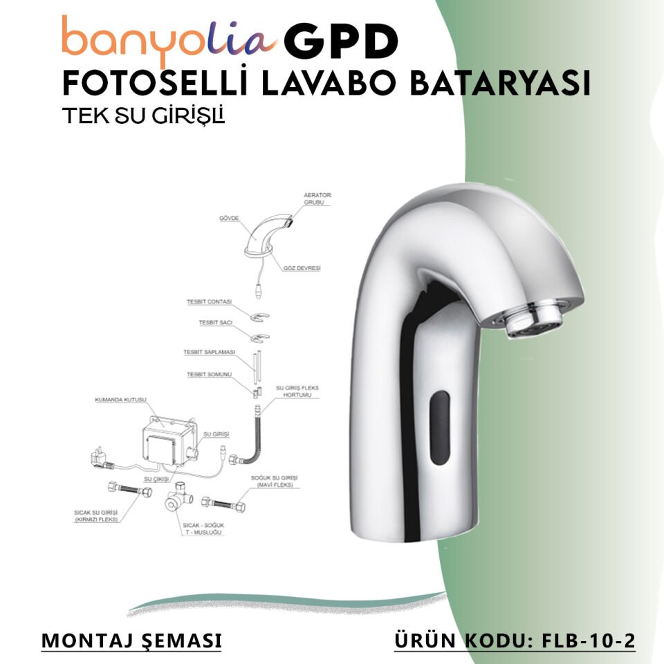 BANYOLİA - GPD Fotoselli Lavabo Bataryası (Tek Su Girişli)  (FLB10-2)