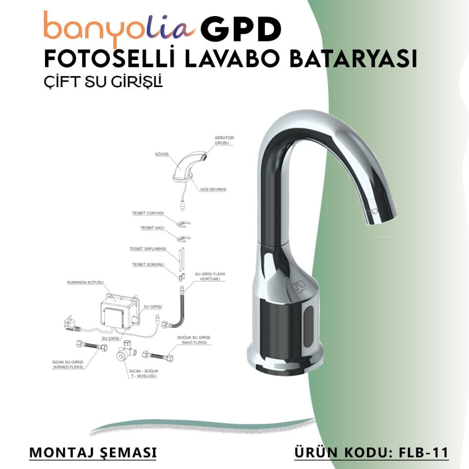 BANYOLİA - GPD Fotoselli Lavabo Bataryası (Çift Su Girişli)  (FLB11)