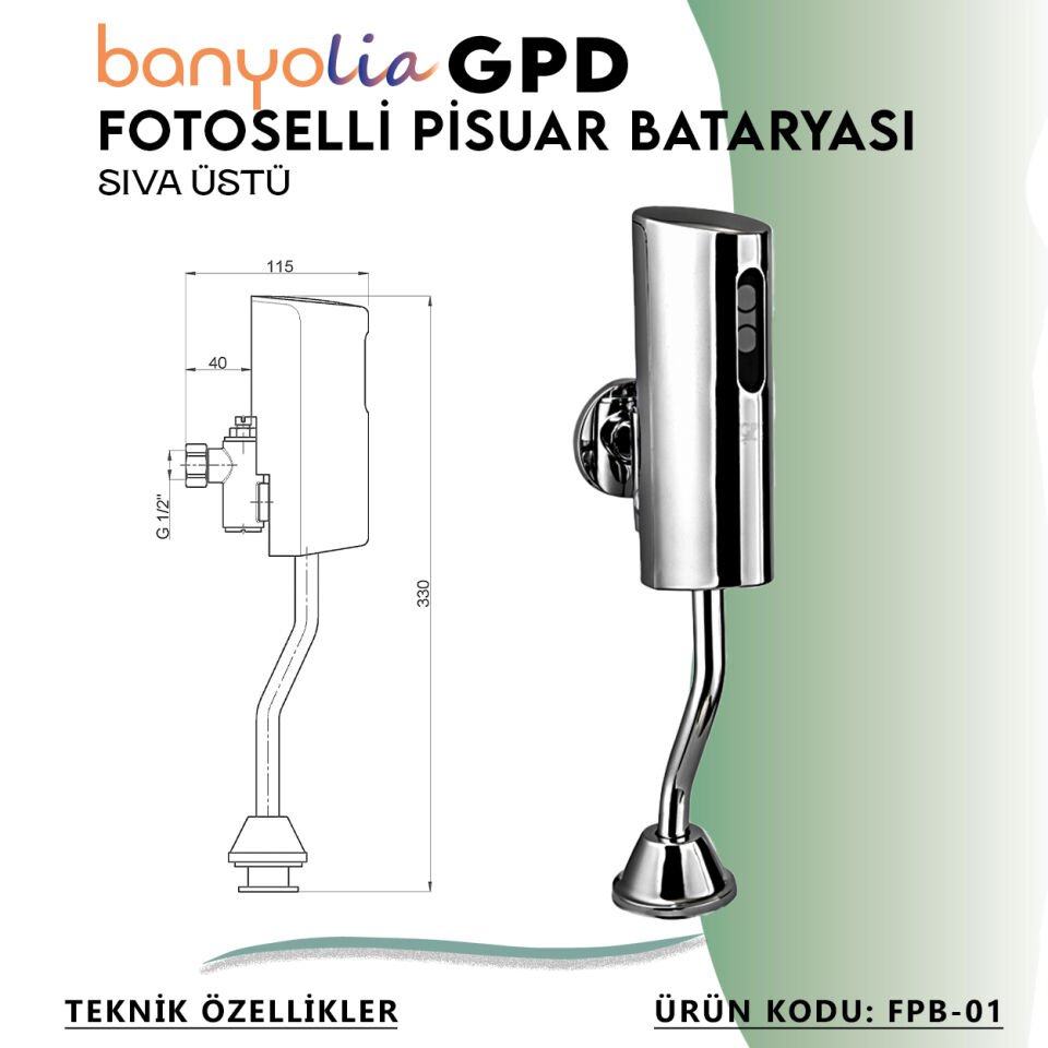 BANYOLİA - GPD Fotoselli Pisuvar Bataryası (Sıva Üstü)  (FPB01)
