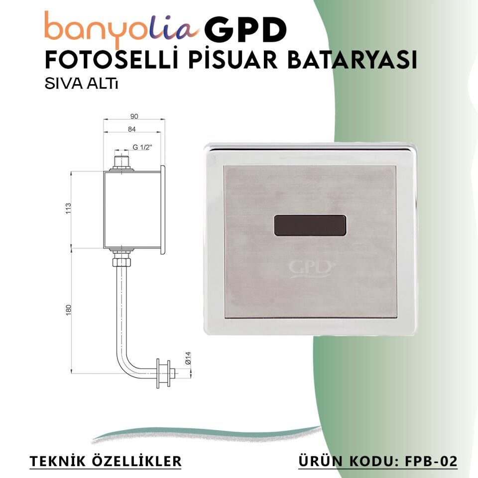 BANYOLİA - GPD Fotoselli Pisuvar Bataryası (Sıva Altı)  (FPB02)